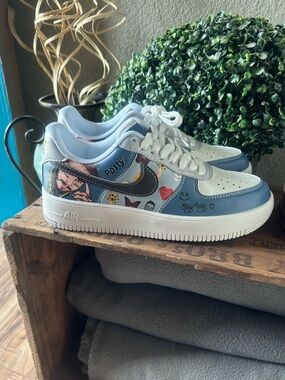 Post Malone Custom Made in Light Blue, White & Black with Illustrated Panels